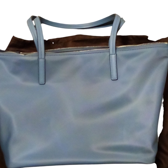Kate Spade - NWOT, Smokey Blue Nylon Tote Bag, Zipper Closure, Zippered Pocket - Picture 2 of 12